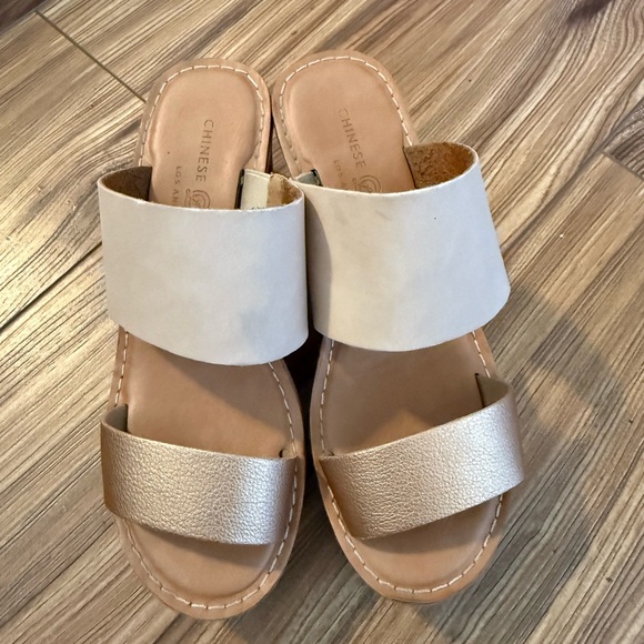 Chinese Laundry Beige and Brown Wedge Sandals - Picture 2 of 2